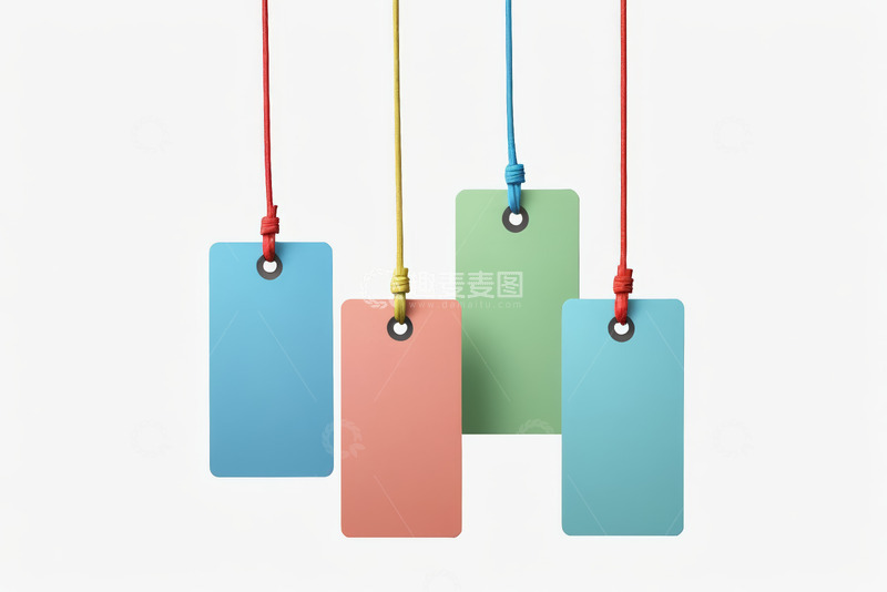 高清大图下载【趣麦麦图】彩色空白吊牌悬挂展示
