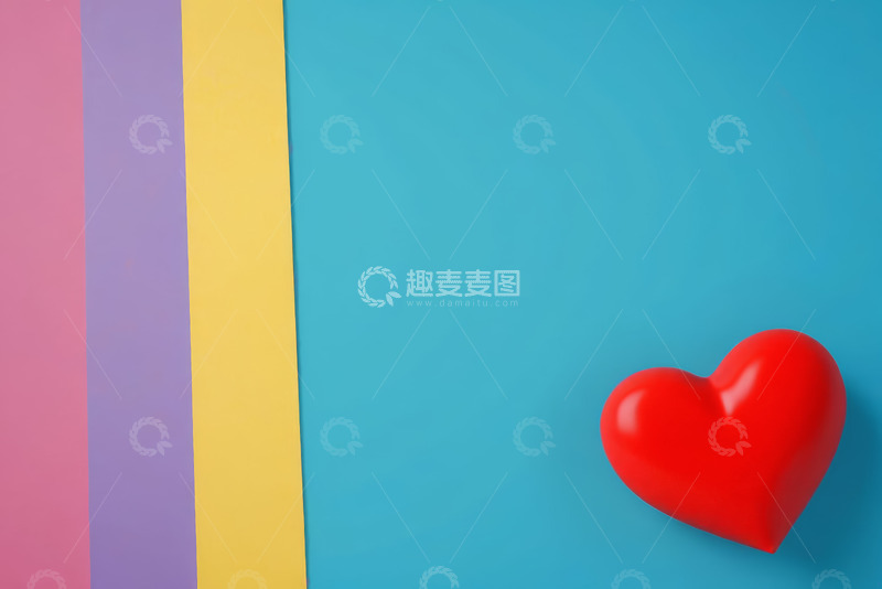 高清大图下载【趣麦麦图】彩色背景上的红色爱心