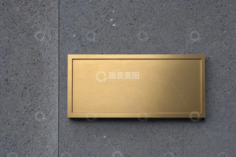高清大图下载【趣麦麦图】灰色墙面上的金色矩形装饰板