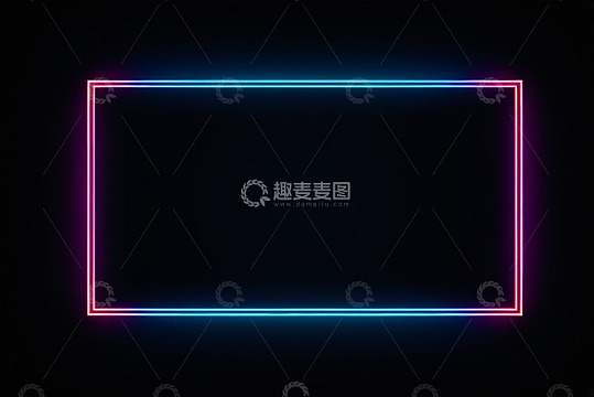 霓虹发光矩形框架背景