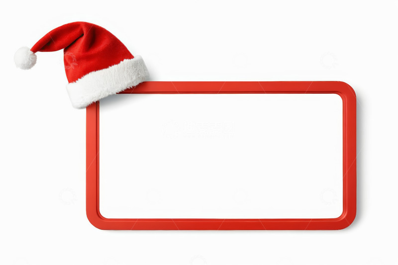 高清大图下载【趣麦麦图】红色边框配圣诞帽装饰素材