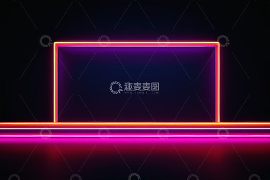 黑色背景彩色发光六边形边框
