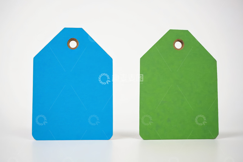 高清大图下载【趣麦麦图】蓝绿两色空白吊牌展示