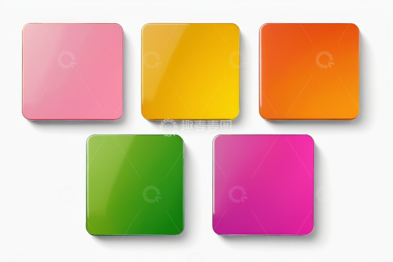高清大图下载【趣麦麦图】多彩方形光泽图标素材