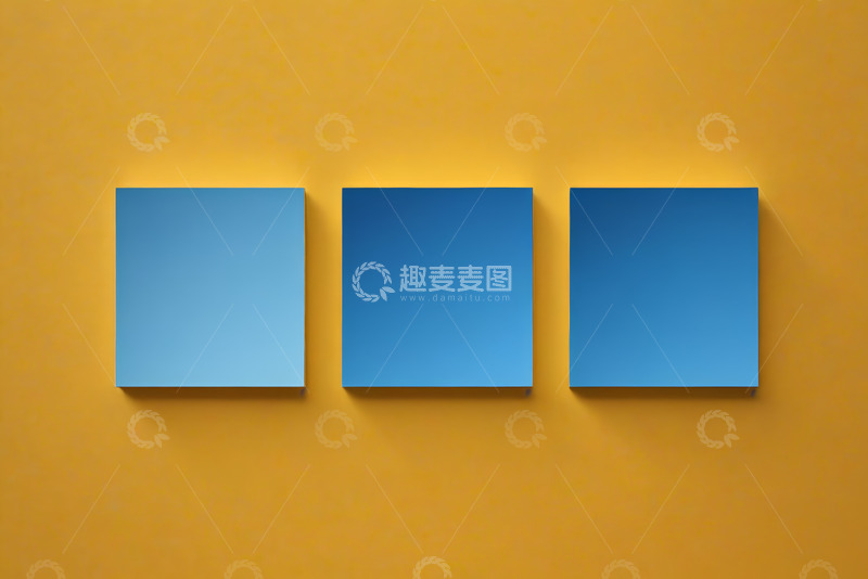 高清大图下载【趣麦麦图】黄色背景上的蓝色方形图案