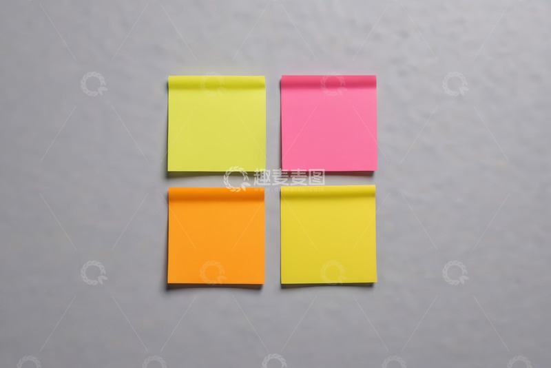 高清大图下载【趣麦麦图】四色便签纸平铺