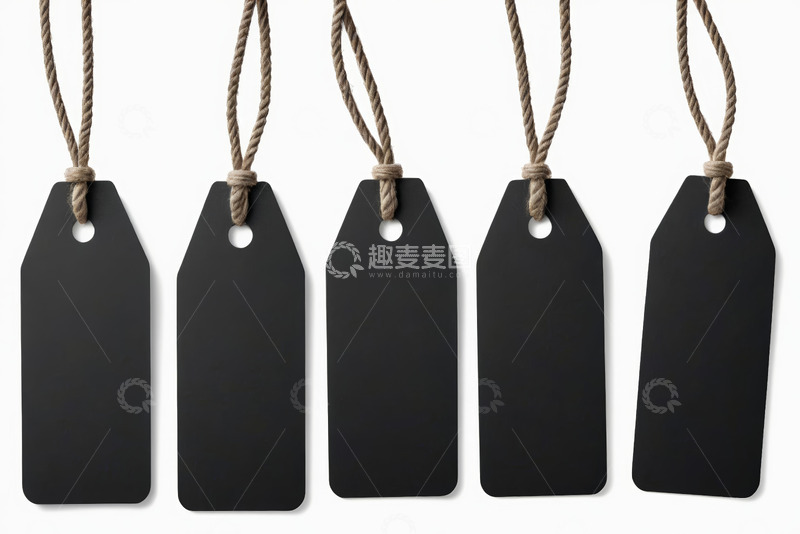 高清大图下载【趣麦麦图】黑色吊牌绳挂展示