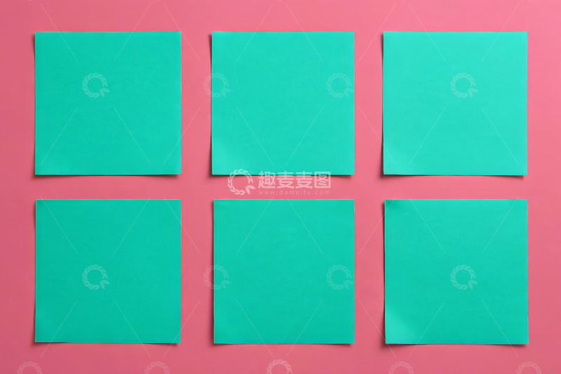 高清大图下载【趣麦麦图】粉色背景上的绿色便签纸
