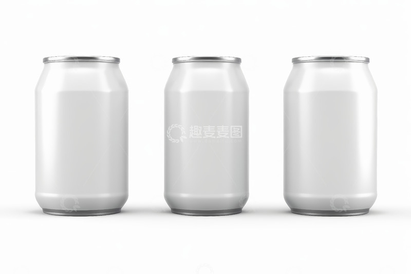高清大图下载【趣麦麦图】三个白色饮料铝罐特写