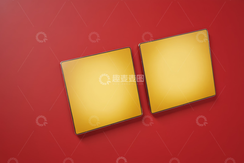 高清大图下载【趣麦麦图】红色背景上的金色方形物体