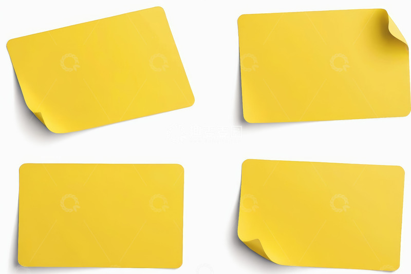 高清大图下载【趣麦麦图】四张黄色空白便签纸