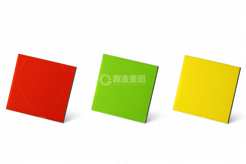 高清大图下载【趣麦麦图】红黄绿三色方形物品展示