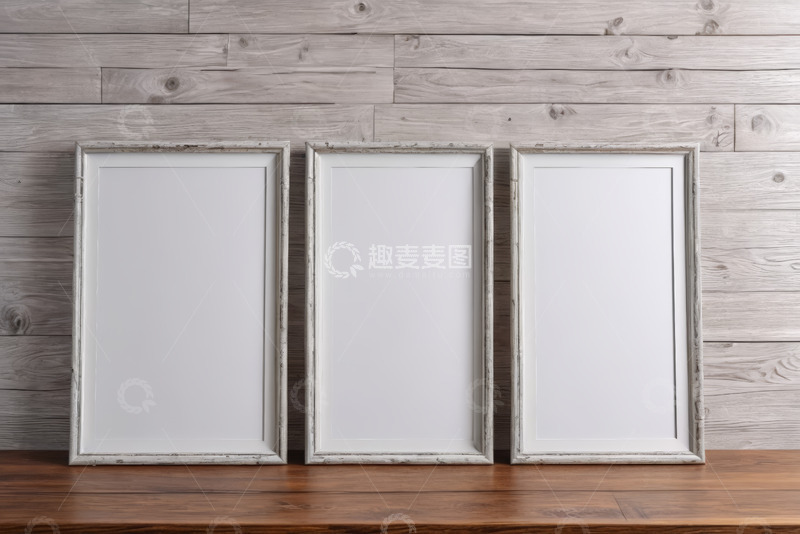 高清大图下载【趣麦麦图】木质背景上的白色空相框