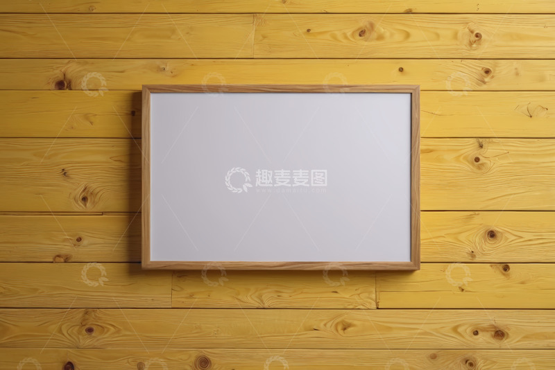 高清大图下载【趣麦麦图】木质墙面上的空白画框