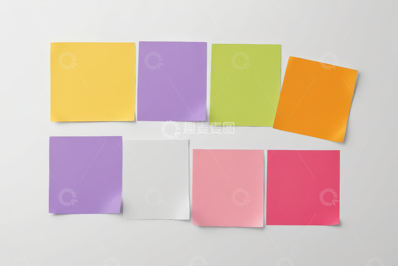 高清大图下载【趣麦麦图】彩色空白便签纸排列展示