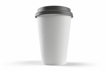 白色一次性纸杯带黑色杯盖