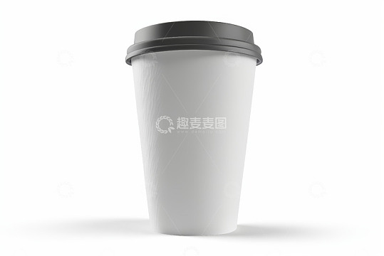 白色一次性纸杯带黑色杯盖