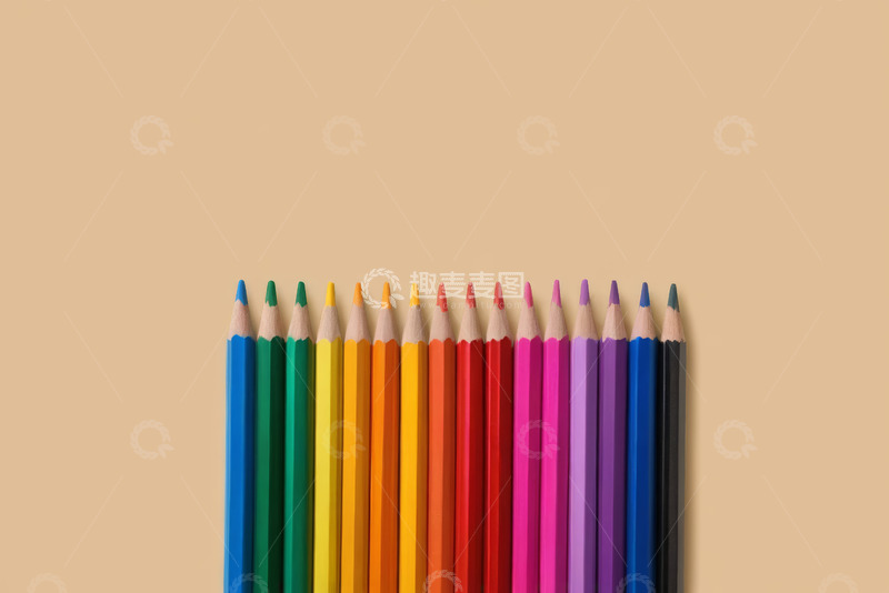 高清大图下载【趣麦麦图】彩色铅笔整齐排列素材