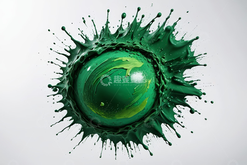 高清大图下载【趣麦麦图】绿色液体飞溅球体素材