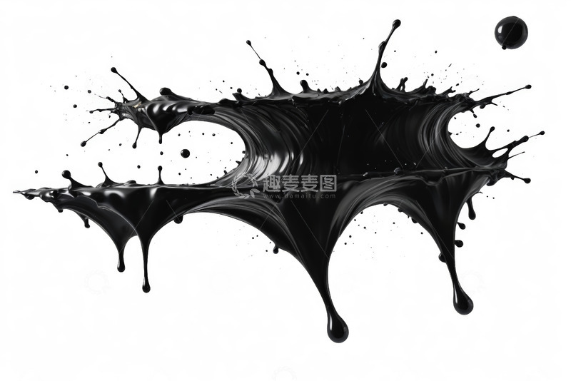 高清大图下载【趣麦麦图】黑色液体飞溅效果素材