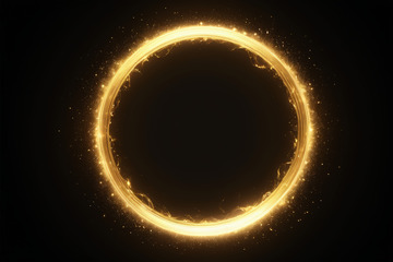 黑色背景发光环形光影素材