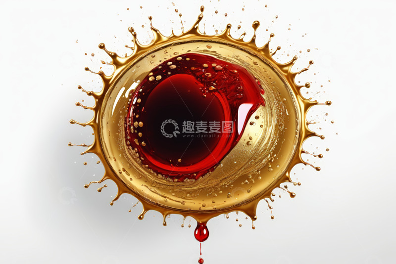 高清大图下载【趣麦麦图】金色液体飞溅与红色液体融合画面
