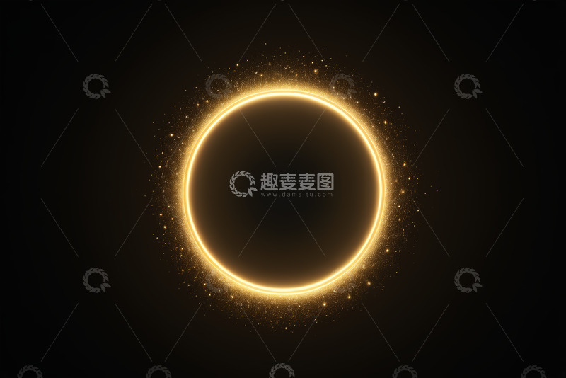 高清大图下载【趣麦麦图】黑色背景发光圆环设计素材