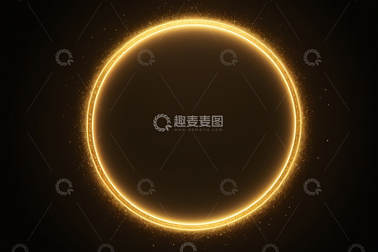 黑色背景金色发光圆环