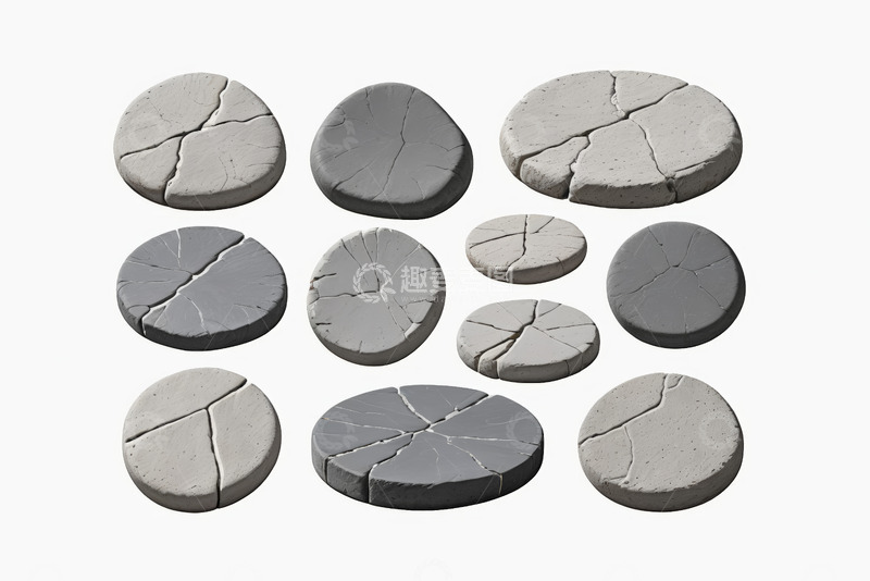 高清大图下载【趣麦麦图】灰色开裂圆形石块素材