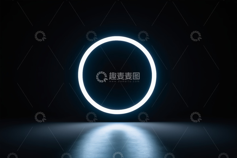 高清大图下载【趣麦麦图】黑色背景下发光圆形灯环