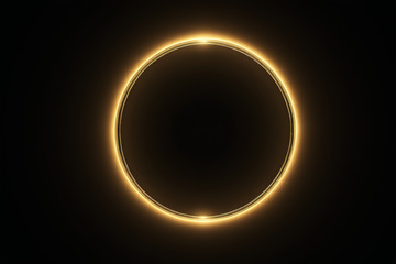 黑色背景金色发光圆环素材