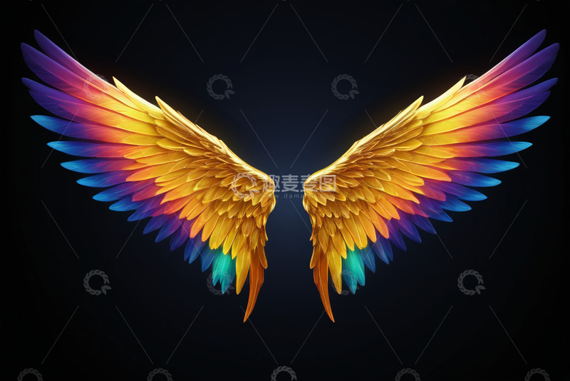 高清大图下载【趣麦麦图】彩色梦幻天使翅膀