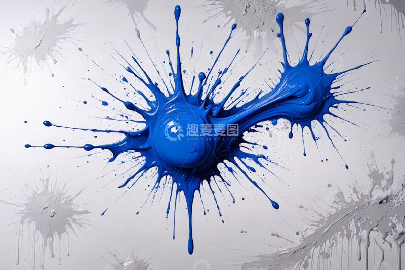 高清大图下载【趣麦麦图】蓝色油漆飞溅特写