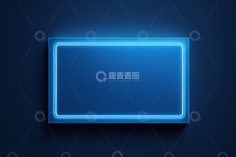 高清大图下载【趣麦麦图】黑色背景霓虹发光矩形框