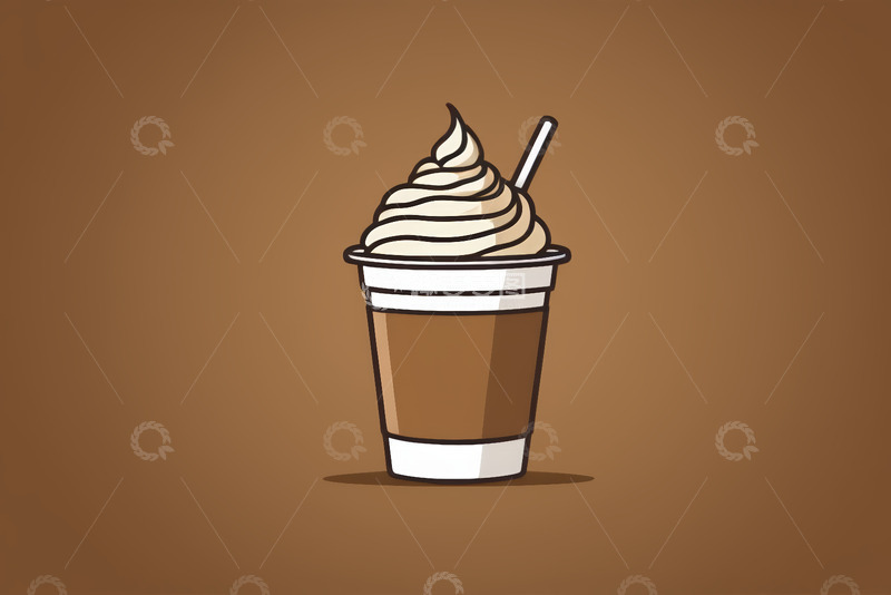 高清大图下载【趣麦麦图】卡通风格带奶油顶的咖啡图标
