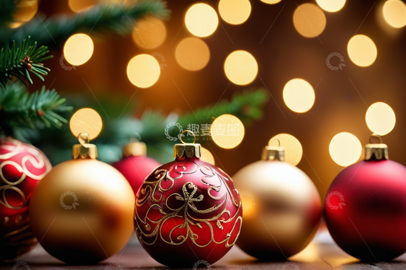 高清大图下载【趣麦麦图】圣诞装饰球特写