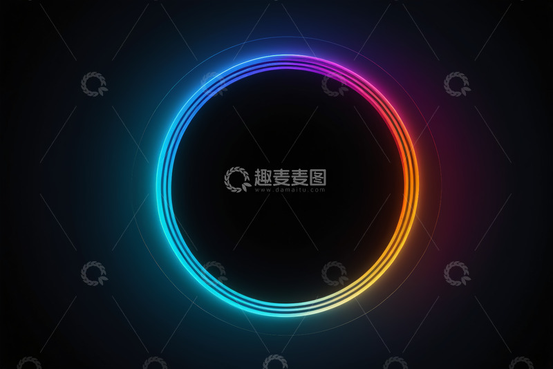 高清大图下载【趣麦麦图】彩色发光圆环背景素材