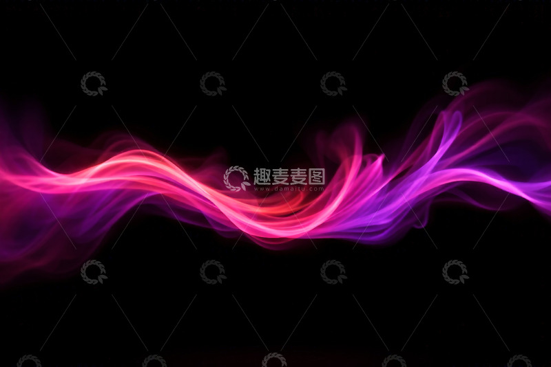高清大图下载【趣麦麦图】黑色背景彩色光带飘动效果