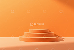 橙色背景三层圆形展示台