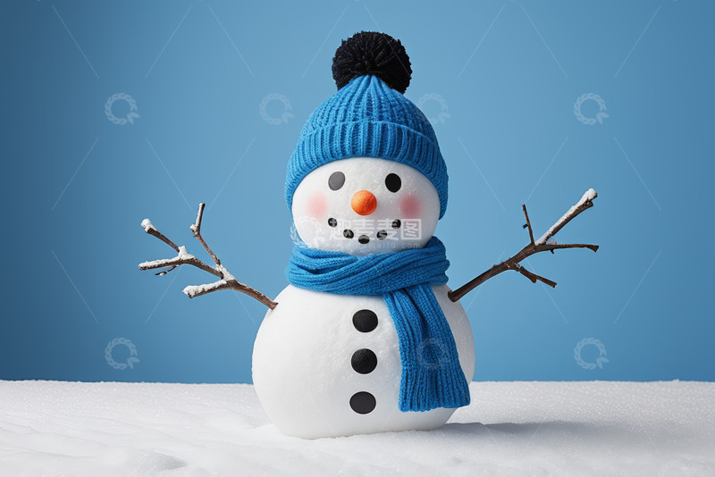 高清大图下载【趣麦麦图】戴帽围巾的可爱雪人