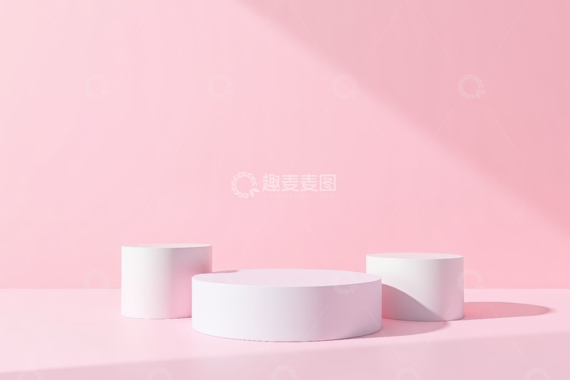 高清大图下载【趣麦麦图】粉色背景白色展示台