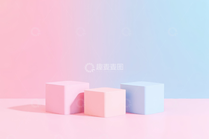 高清大图下载【趣麦麦图】三色立方体简约背景