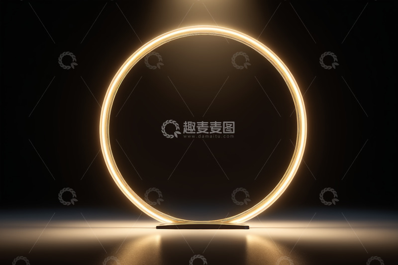高清大图下载【趣麦麦图】黑色背景发光圆形灯环