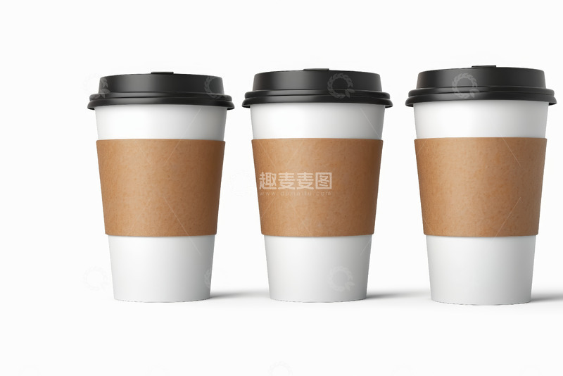 高清大图下载【趣麦麦图】三个一次性纸杯咖啡杯