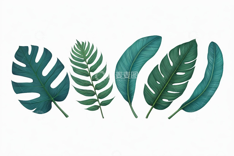 热带植物叶片插画素材