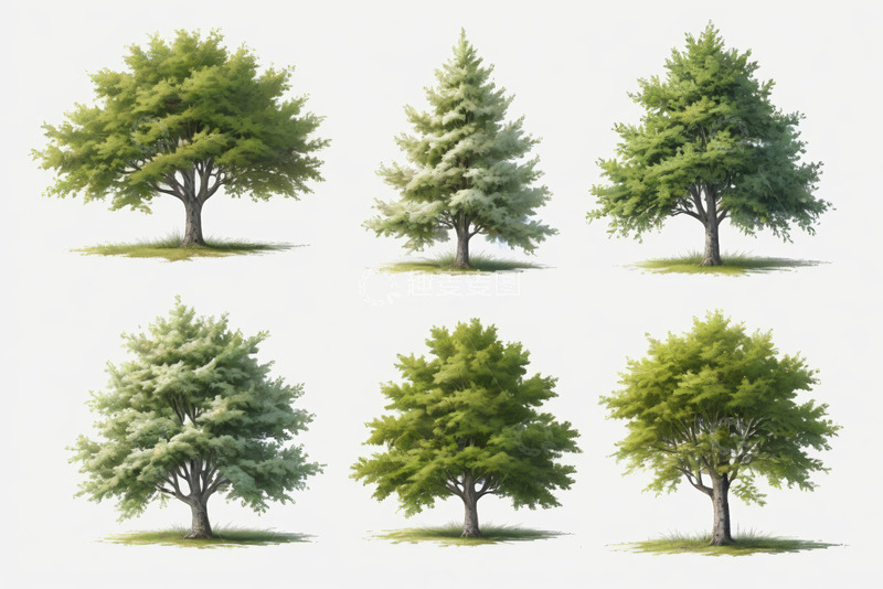 高清大图下载【趣麦麦图】多棵绿色树木素材