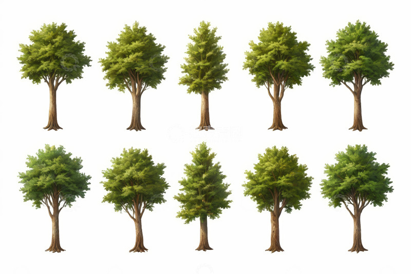 高清大图下载【趣麦麦图】多棵绿色树木素材