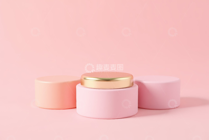 高清大图下载【趣麦麦图】粉色背景化妆品容器模型