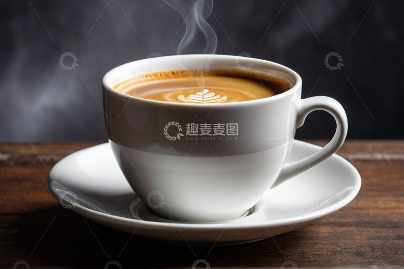 高清大图下载【趣麦麦图】白色咖啡杯中的拉花咖啡