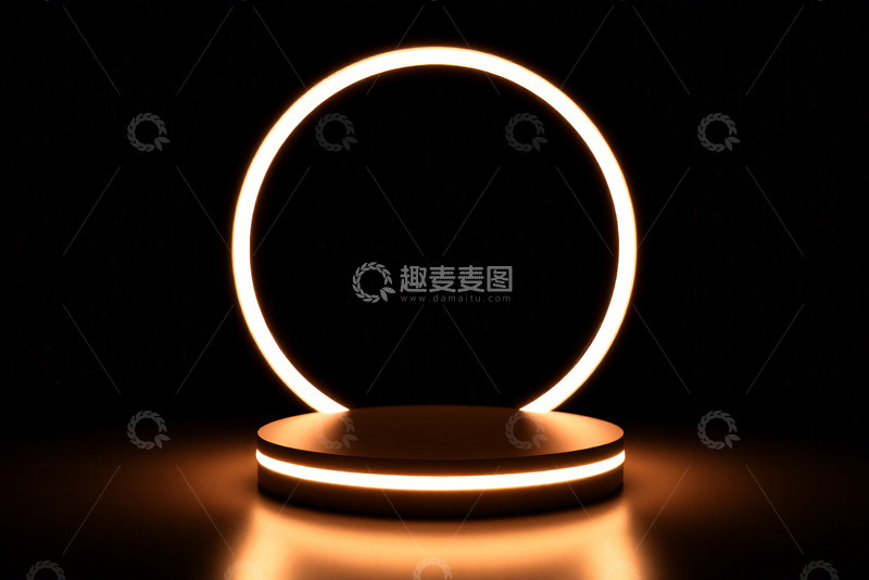 高清大图下载【趣麦麦图】发光圆环造型台灯静物特写